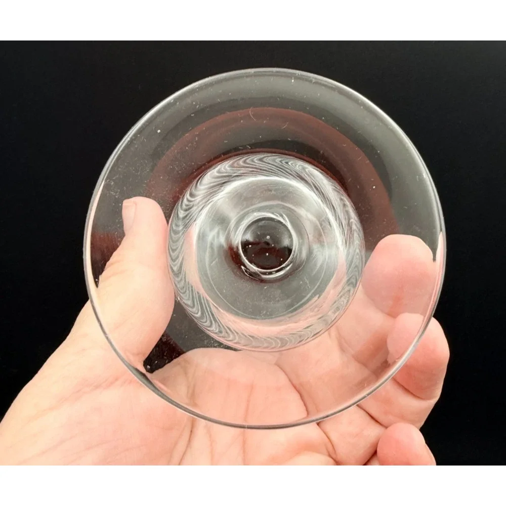 1970s Flat Bottom Short Stem Cocktail Water Glasses Hand Etched Lines Reeds Set